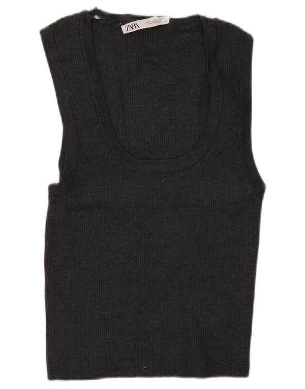 Zara Dame Ærmeløs Crop Top UK 18 XL Grå