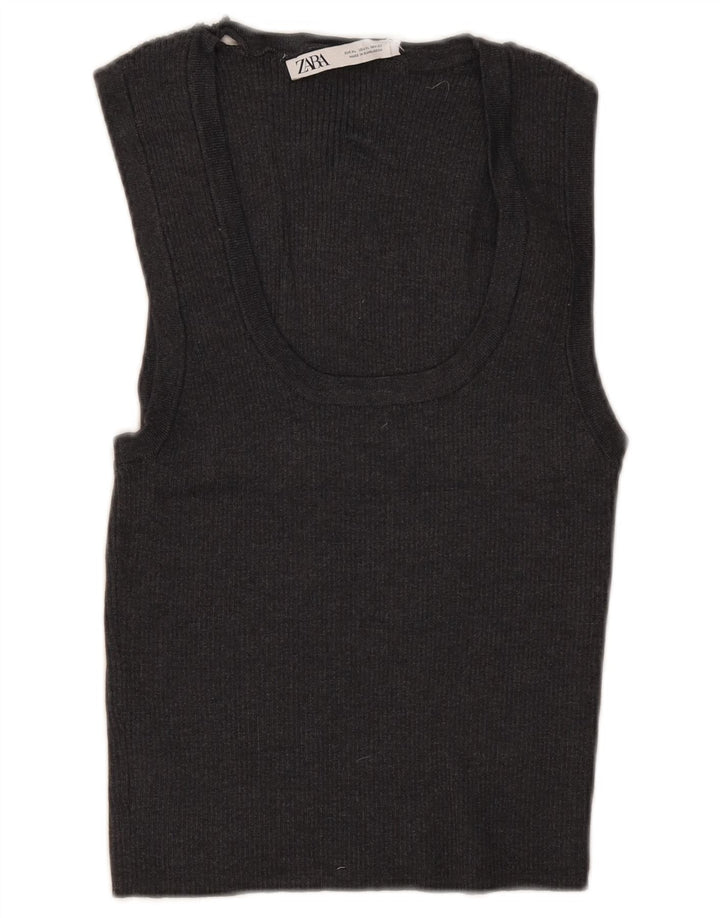 Zara Dame Ærmeløs Crop Top UK 18 XL Grå