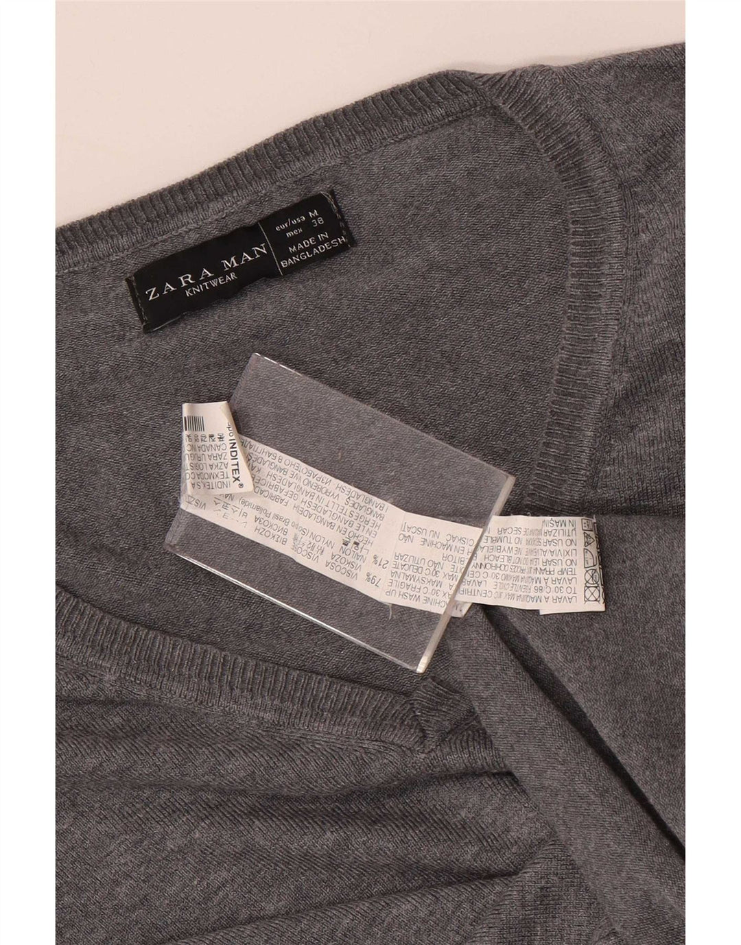 Zara Herre V-hals sweater Medium Grå Viscose