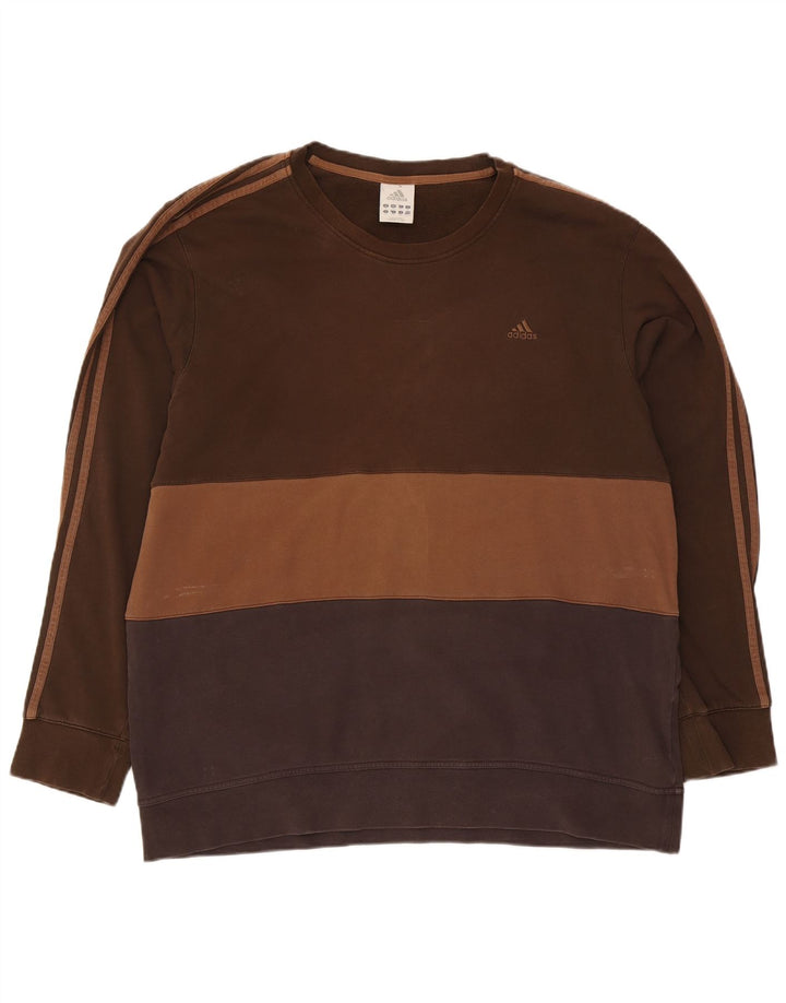 Adidas Herre Sweatshirt Jumper 2XL Brun Colourblock Bomuld