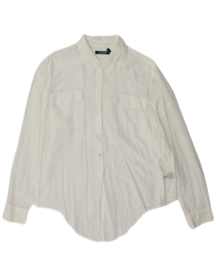 Ralph Lauren Dame Skjorte Bluse UK 20 2XL Hvid Bomuld