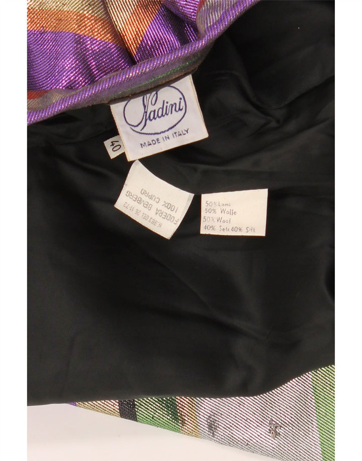 VINTAGE 3/4-ærmet blazerjakke til kvinder EU 40 Mellem flerfarvet stribet