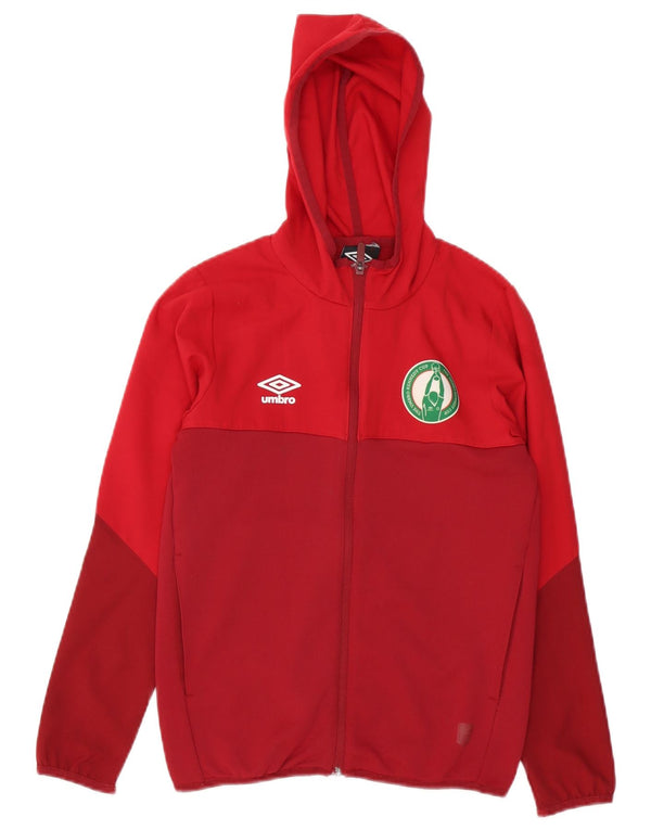 Umbro Boys Graphic Zip Hoodie Sweater 9-10 Years Medium Red Colourblock