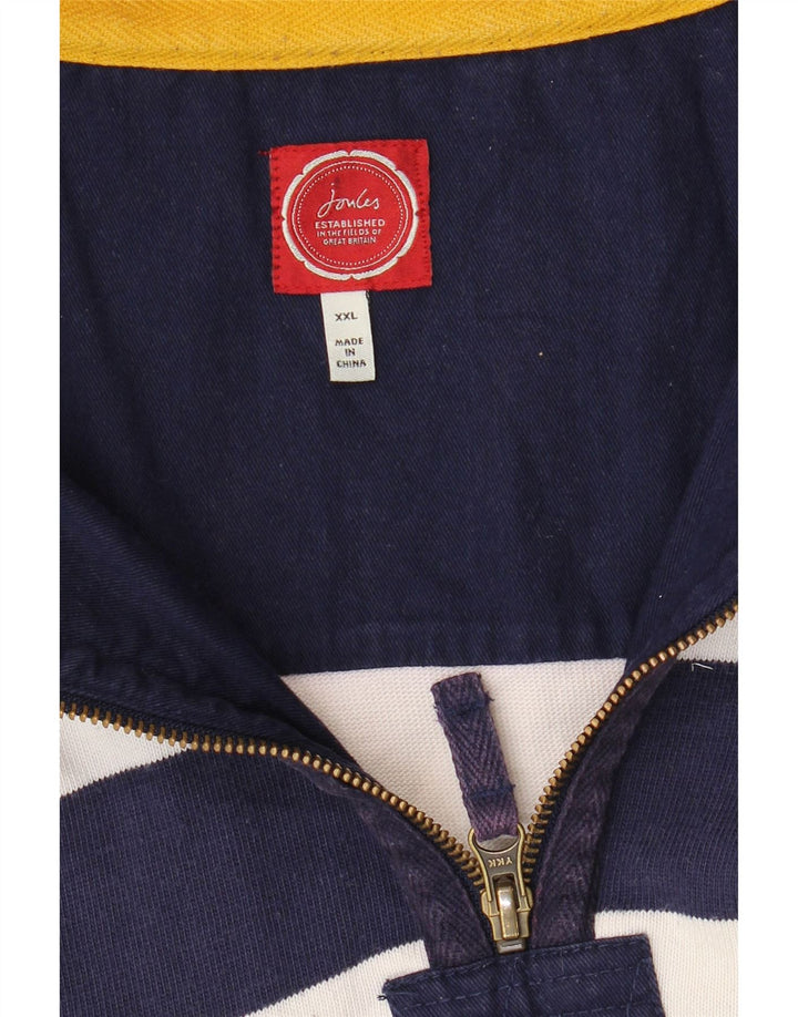 Joules Herre Zip Neck Sweatshirt Jumper 2XL Navy Blue Striped