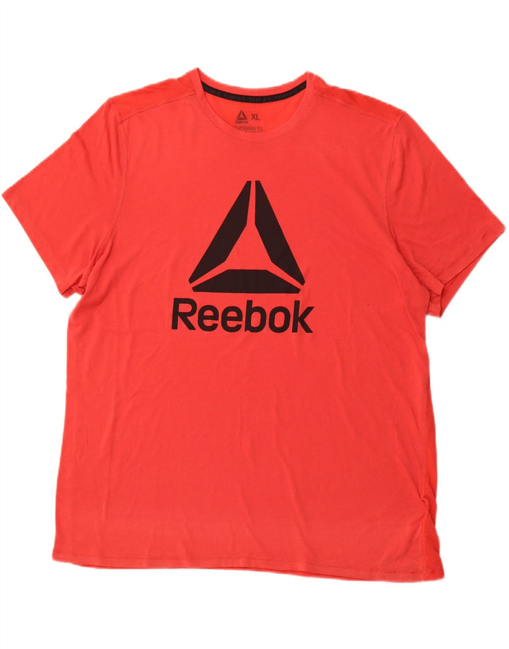 REEBOK Herre Grafisk T-Shirt Top XL Rød Polyester Sports