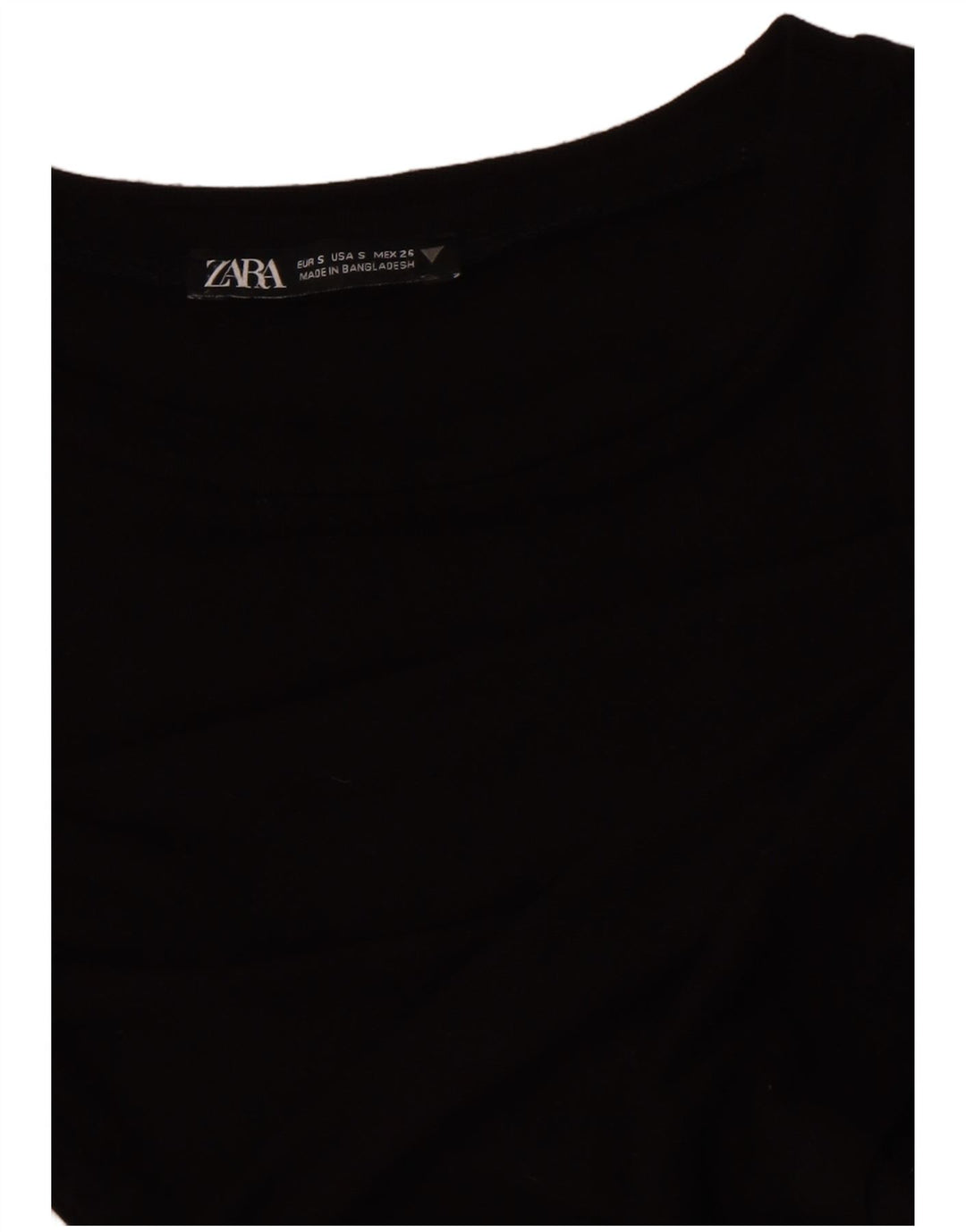 Zara Dame Crop Top Langærmet UK 8 Lille Sort