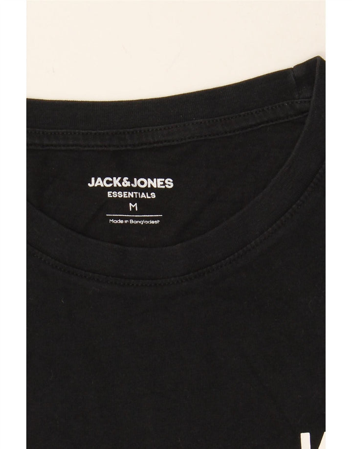JACK & JONES Mens T-Shirt Top Medium Black Vintage Jack & Jones and Second-Hand Jack & Jones from Messina Hembry 