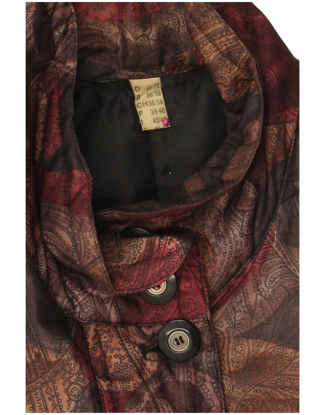 VINTAGE Windbreaker frakke til kvinder EU 36/38 Lille flerfarvet Paisley