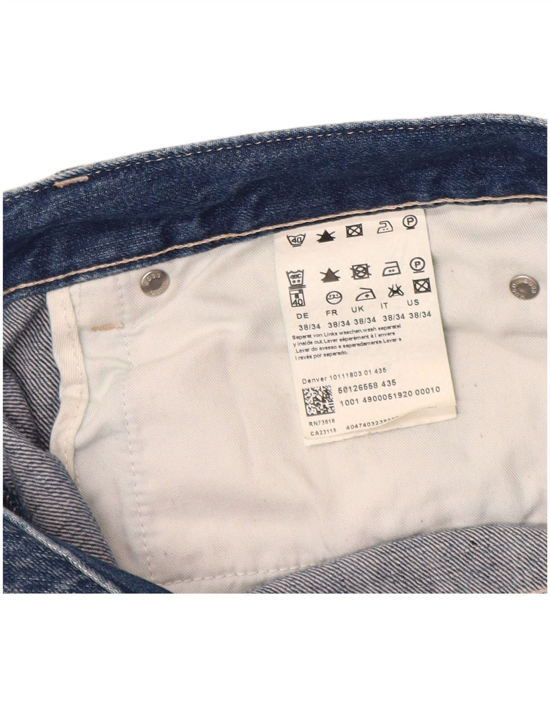 Hugo Boss Herre Denver Straight Jeans W38 L30 Blå Bomuld