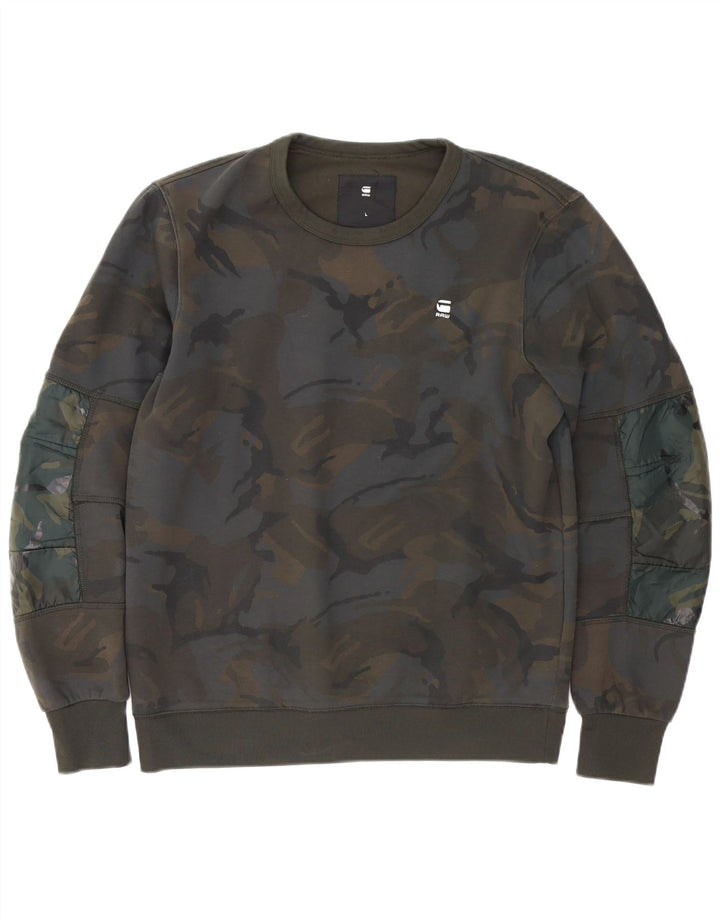 G-Star Herre Sweatshirt Jumper Large Khaki Camouflage Polyester