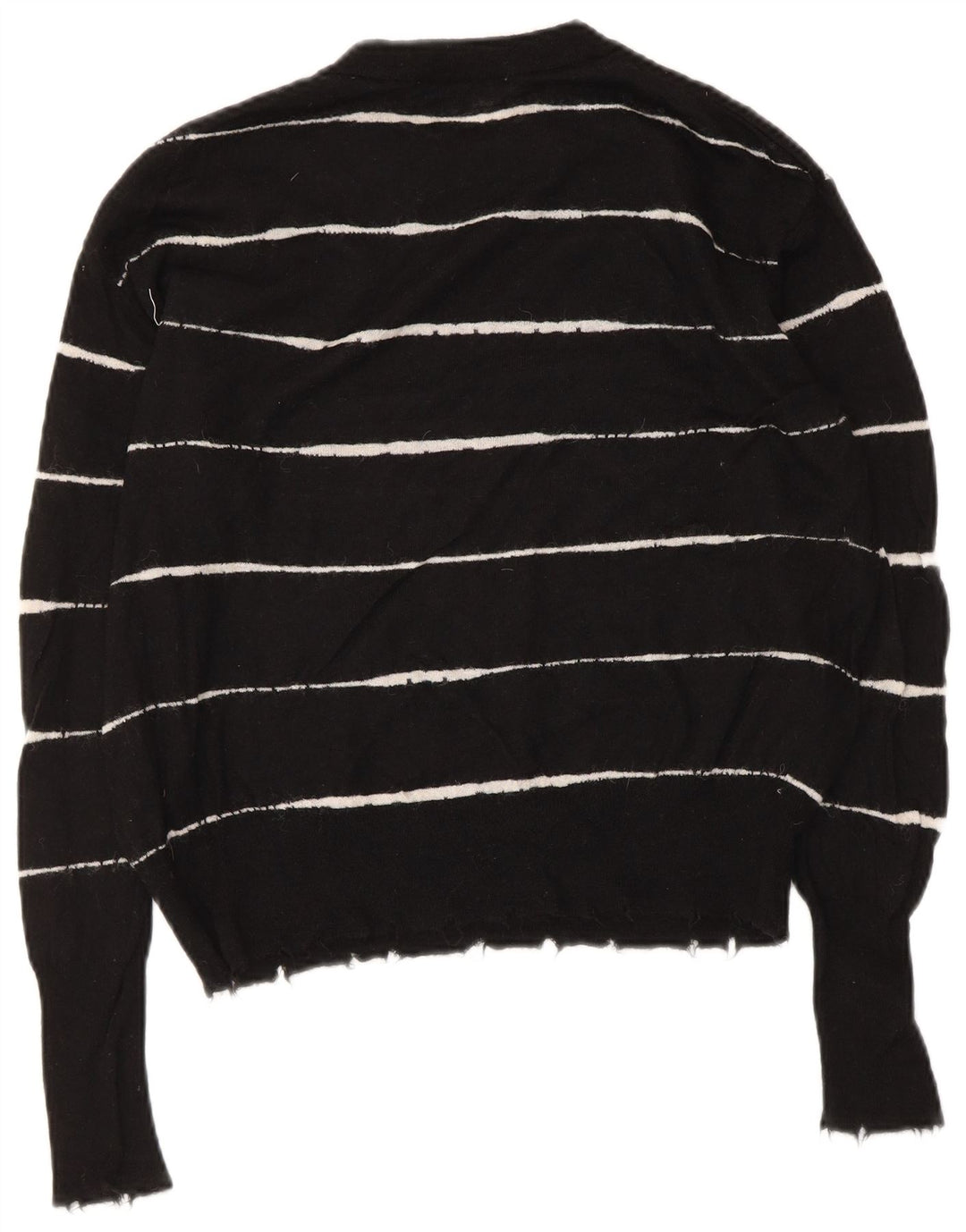 Zara Dame Oversized Crew Neck Jumper Sweater UK 10 Lille sort stribet