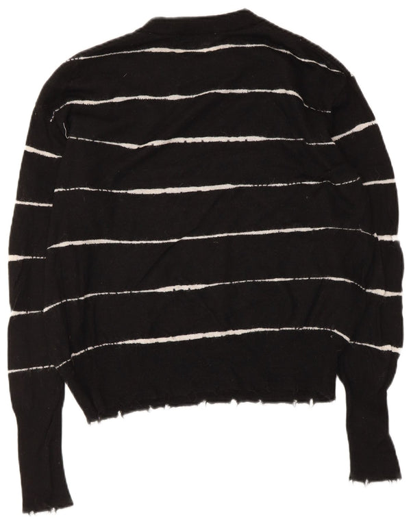 Zara Womens Oversized Crew Neck Jumper Sweater UK 10 Small Black Striped