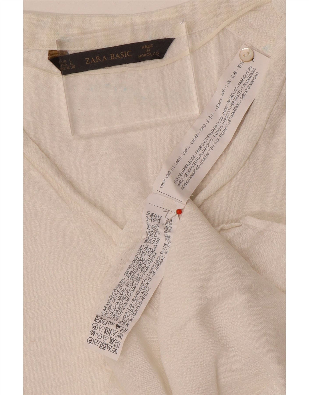 Zara Dameskjorte UK 16 Large White Linen