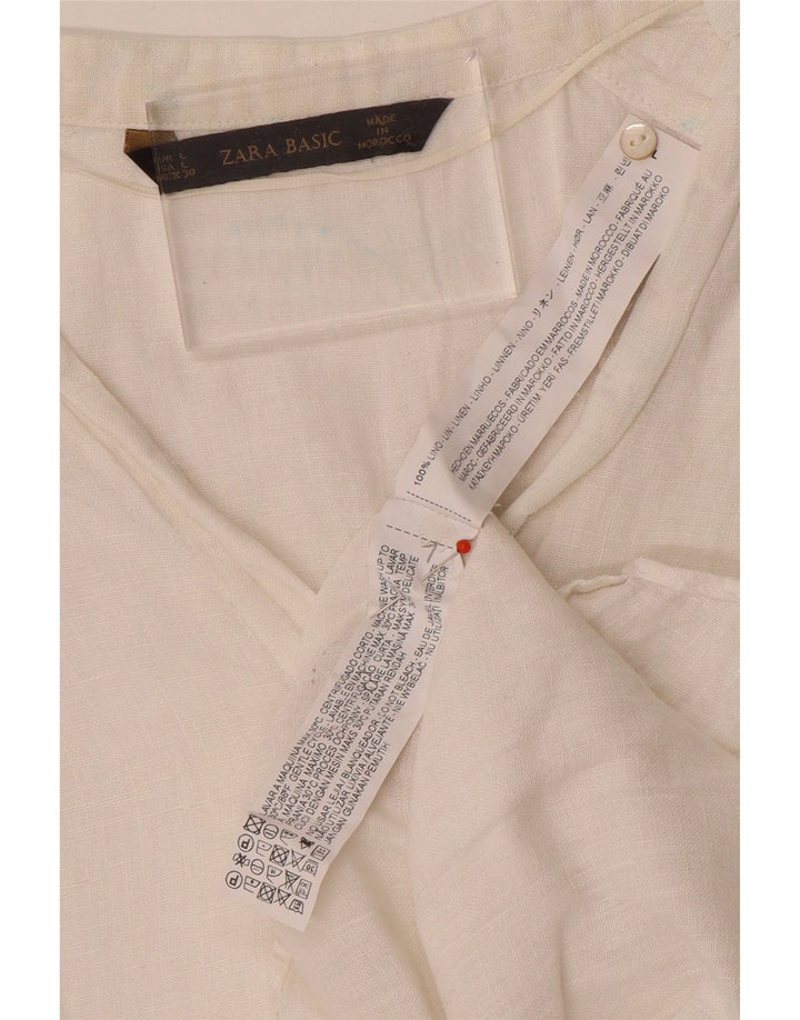 Zara Dameskjorte UK 16 Large White Linen