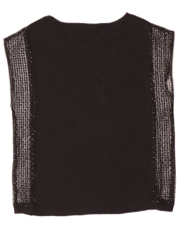 Zara Dame ærmeløs bluse Top UK 12 Medium Sort