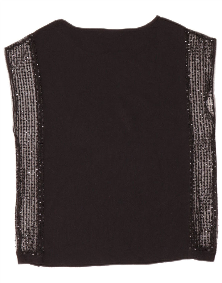 Zara Dame ærmeløs bluse Top UK 12 Medium Sort