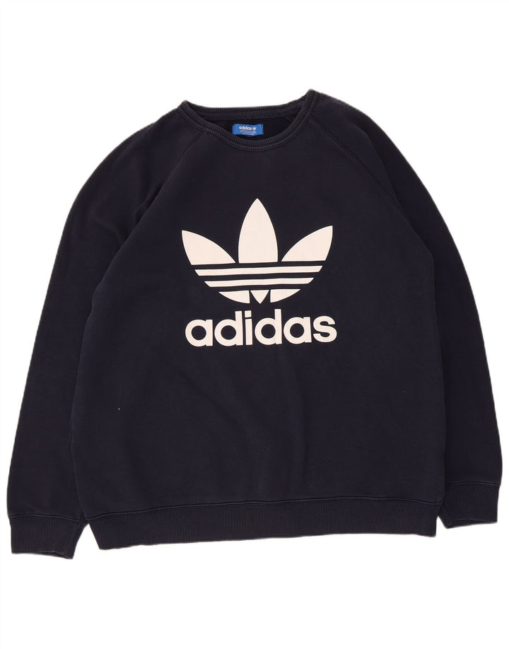 Adidas grafisk sweatshirt til mænd, stor marineblå bomuld
