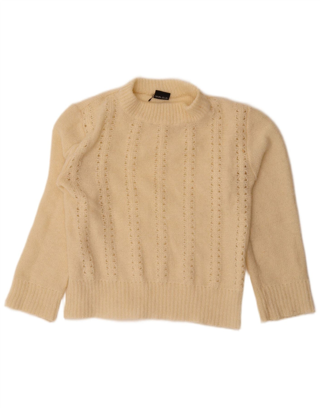 Vintage Dame Turtle Neck Jumper Sweater UK 14 Medium Off White