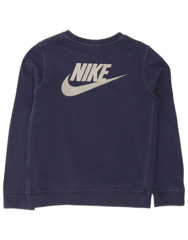 NIKE Boys Swoosh Grafisk Sweatshirt Jumper 10-11 år Medium Navyblå