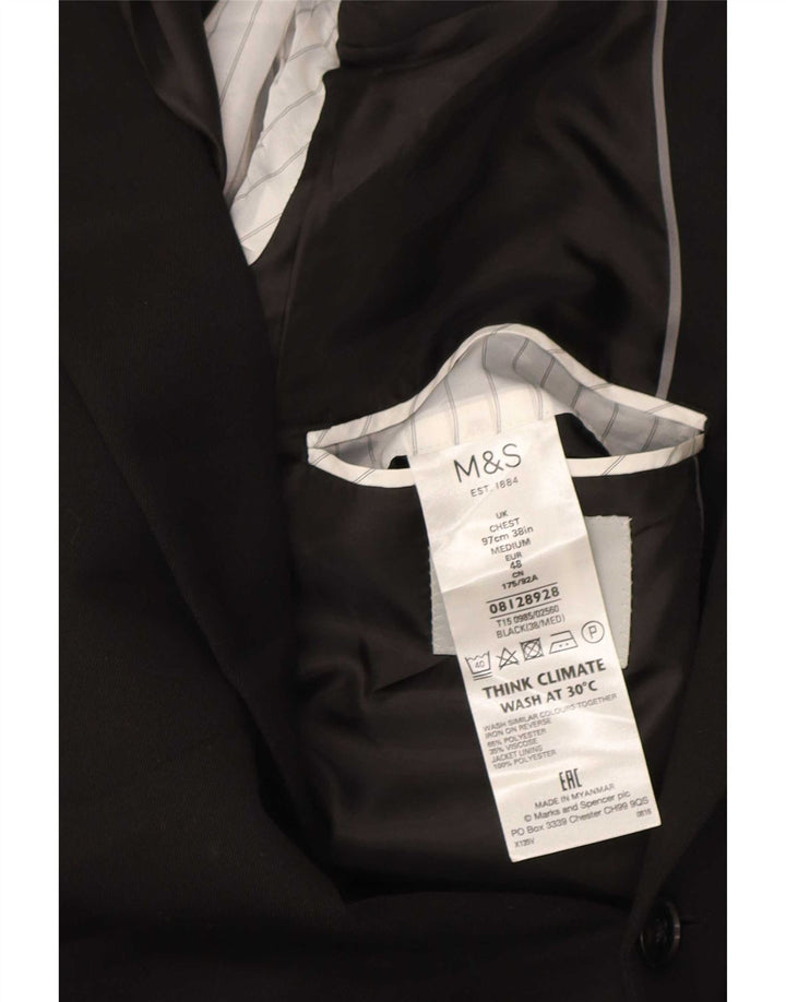 Marks & Spencer Herre 2-knap Regular Fit Blazer Jacket UK 38 Medium Black