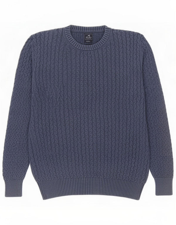 Vintage Mens Crew Neck Jumper Sweater XL Blue Cotton