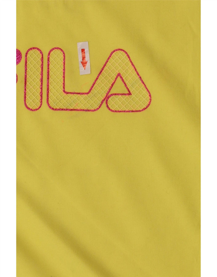 Fila Womens Crop Grafisk Top Langærmet UK 14 Medium Gul Bomuld