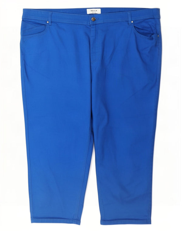 Monsoon Dame Capri Bukser UK 24 4XL W46 L24 Blå Bomuld
