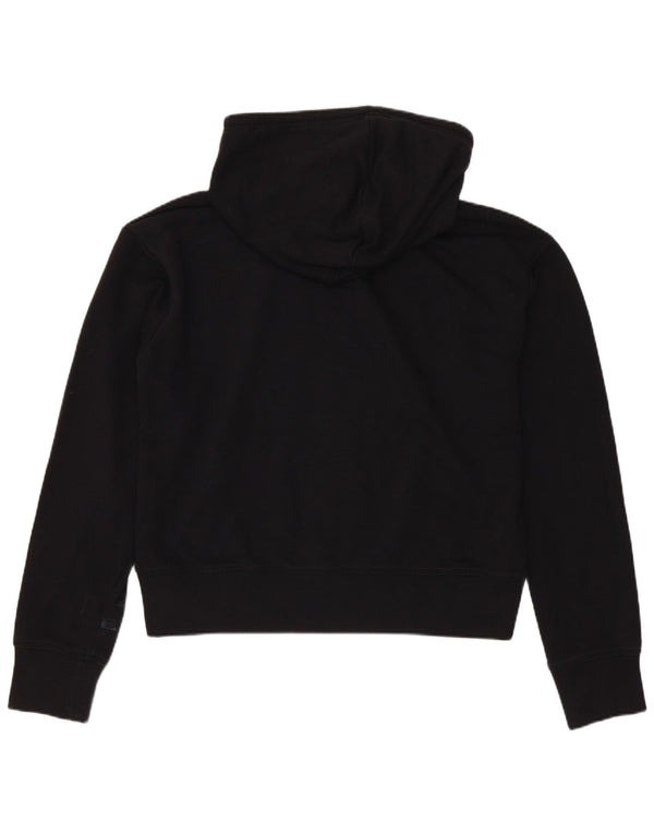 Champion Dame Grafisk Hoodie Jumper UK 14 Medium Sort Bomuld