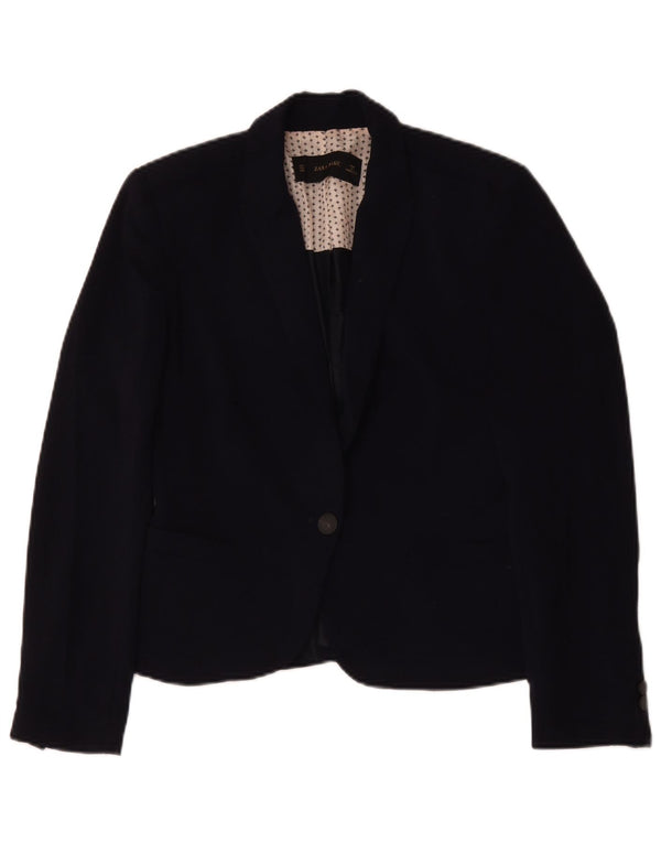 Zara Dame 1 Knap Blazer Jacket UK 14 Medium Navy Blue