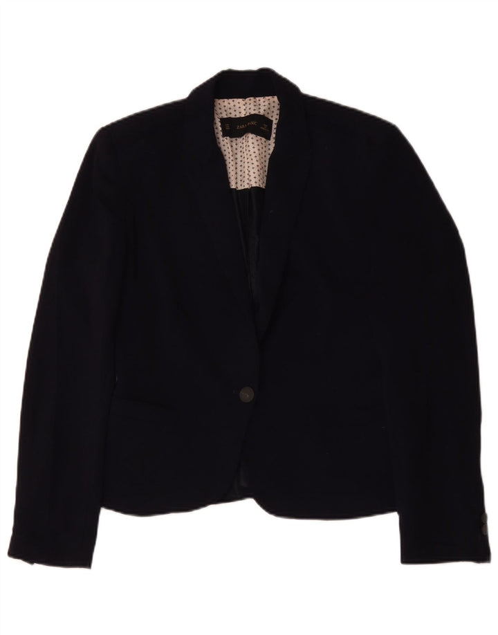 Zara Dame 1 Knap Blazer Jacket UK 14 Medium Navy Blue