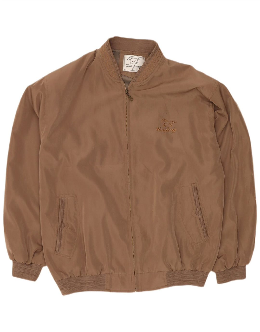 Vintage bomberjakke til mænd UK 42 XL brun polyester