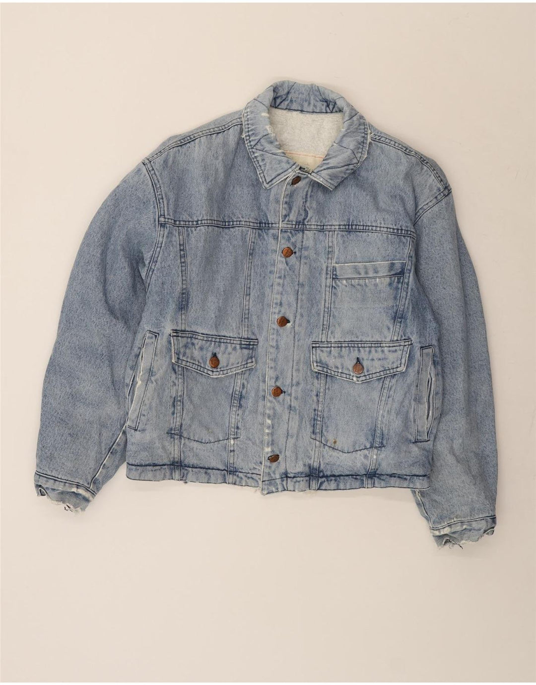 Sisley Herre Denim Sherpa Jacket UK 40 Large Blue Cotton