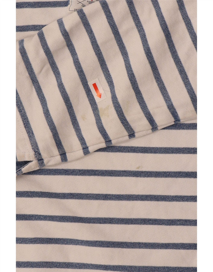 Joules Dame Button Neck Sweatshirt Jumper UK 12 Medium Blue Striped