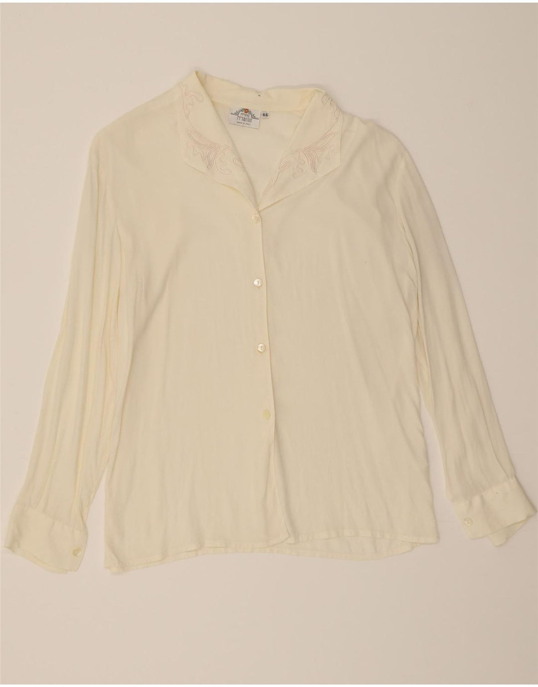 VINTAGE Womens Shirt Blouse IT 46 Large Off White Acetate Vintage Vintage and Second-Hand Vintage from Messina Hembry 