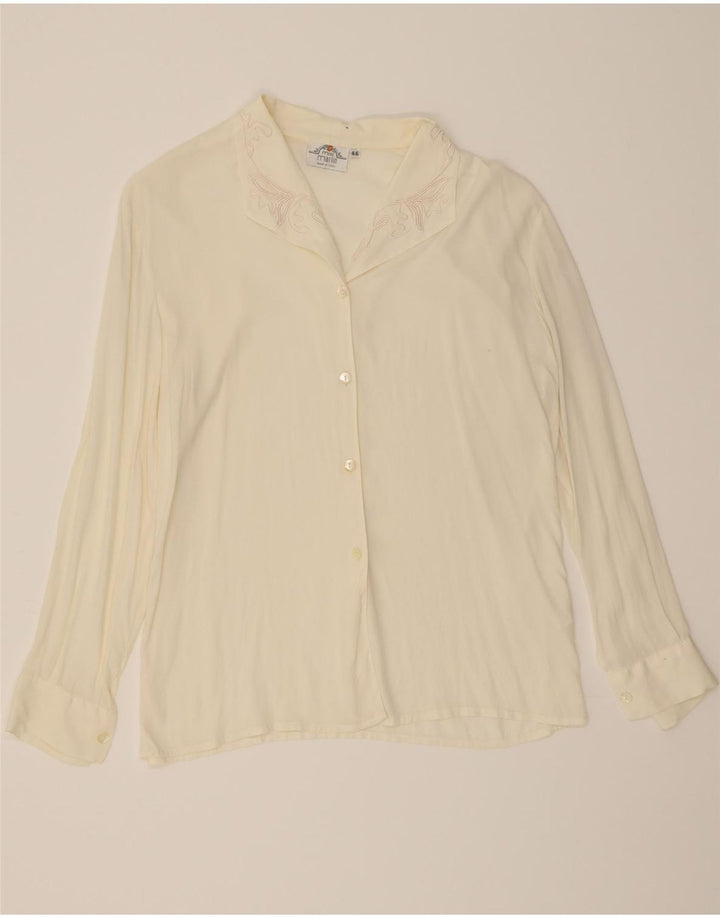 VINTAGE Womens Shirt Blouse IT 46 Large Off White Acetate Vintage Vintage and Second-Hand Vintage from Messina Hembry 