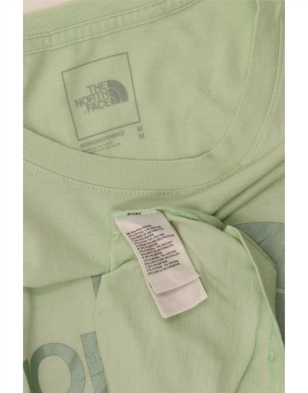 THE NORTH FACE Grafisk T-shirt top til kvinder UK 14 Medium Green Polyester