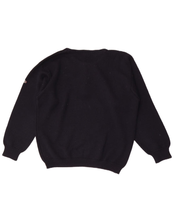 Flue 3 Herre Button Neck Jumper Sweater IT 50 Medium Navy Blue Uld
