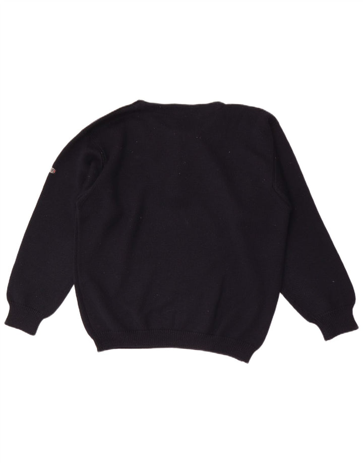 Flue 3 Herre Button Neck Jumper Sweater IT 50 Medium Navy Blue Uld