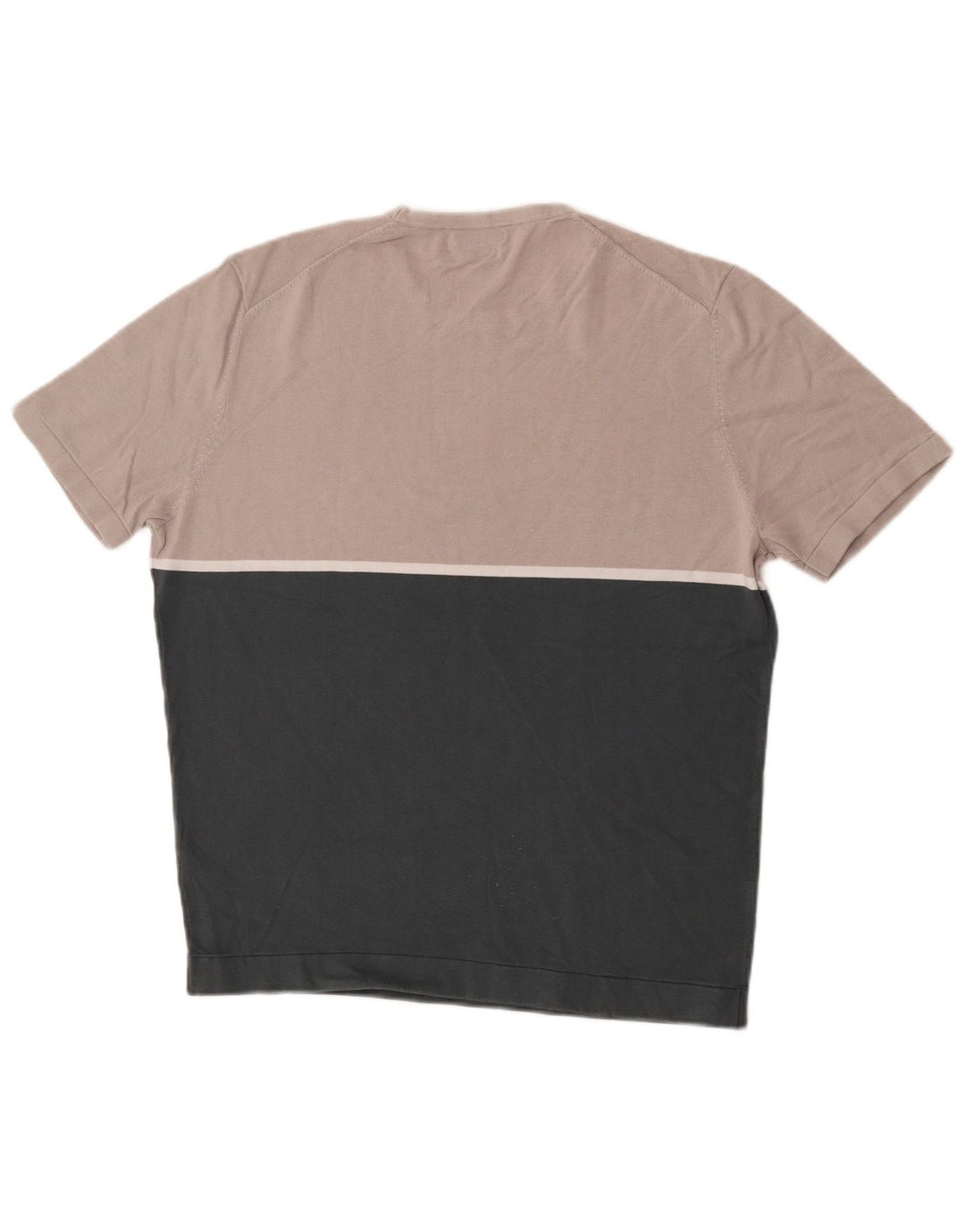 Massimo Dutti Herre T-Shirt Top Medium Grøn Colourblock Bomuld