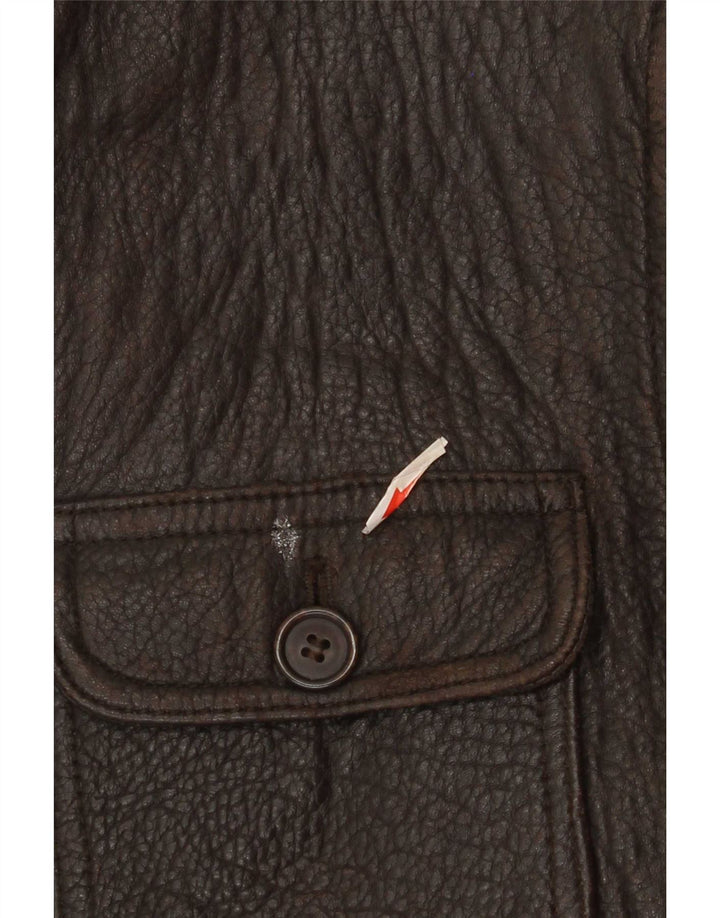 Les Copains Herre Vendbar Læder Gilet IT 56 3XL Brun