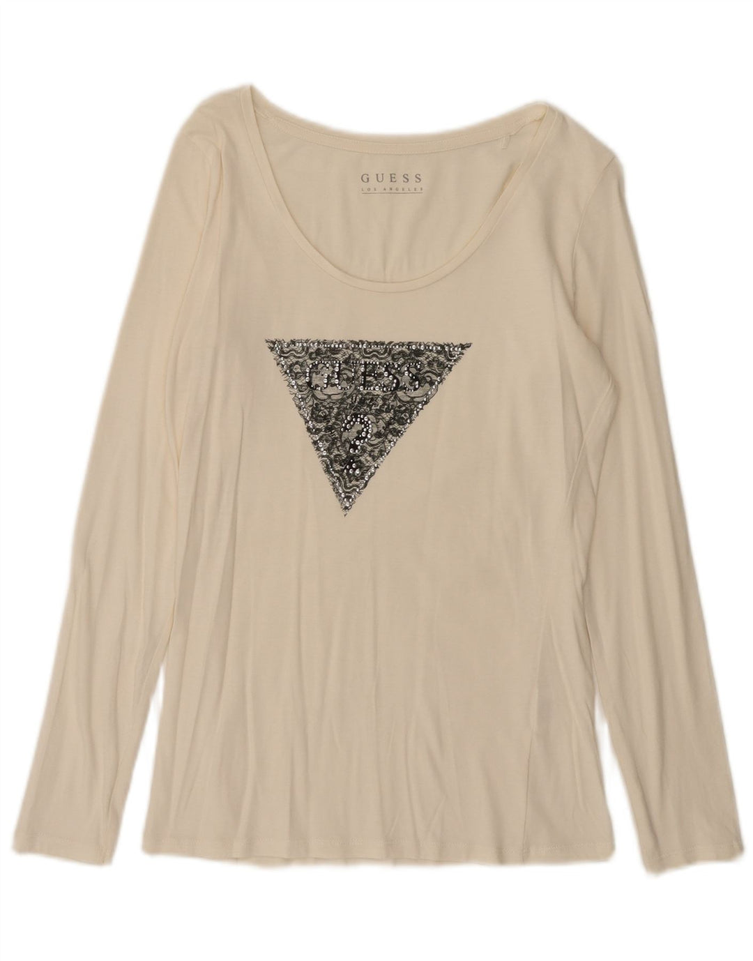 Guess Grafisk Top Langærmet UK 12 Medium Off White