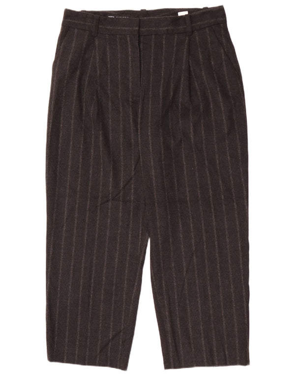 Zara Womens Crop Tapered Suit Bukser Large W30 L26 Grå nålestribe