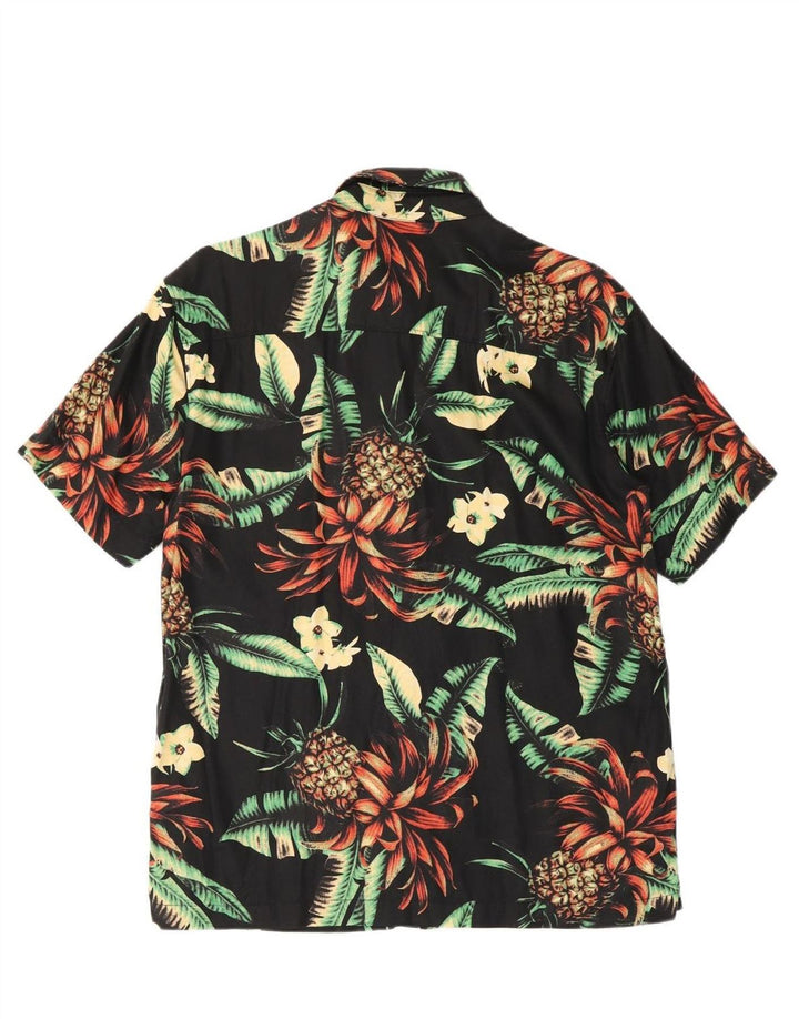 SUPERDRY Mens Short Sleeve Shirt Small Black Floral Modal