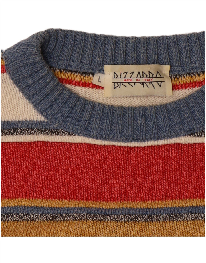 Bizzarro herre rund hals sweater stor flerfarvet stribet