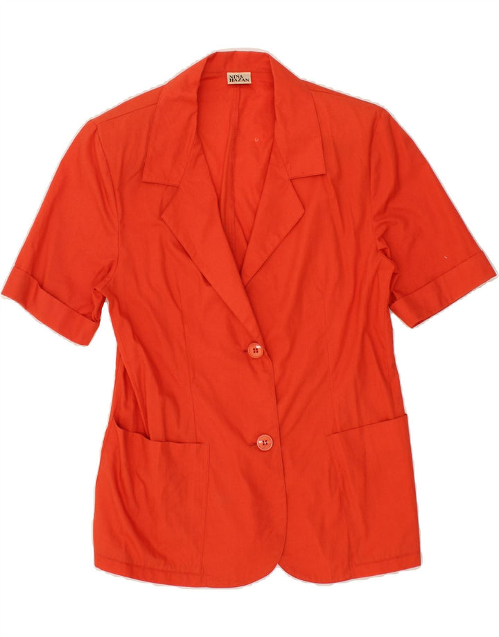 VINTAGE Womens Short Sleeve 2 Button Blazer Jacket UK 12 Medium Orange Vintage Vintage and Second-Hand Vintage from Messina Hembry 