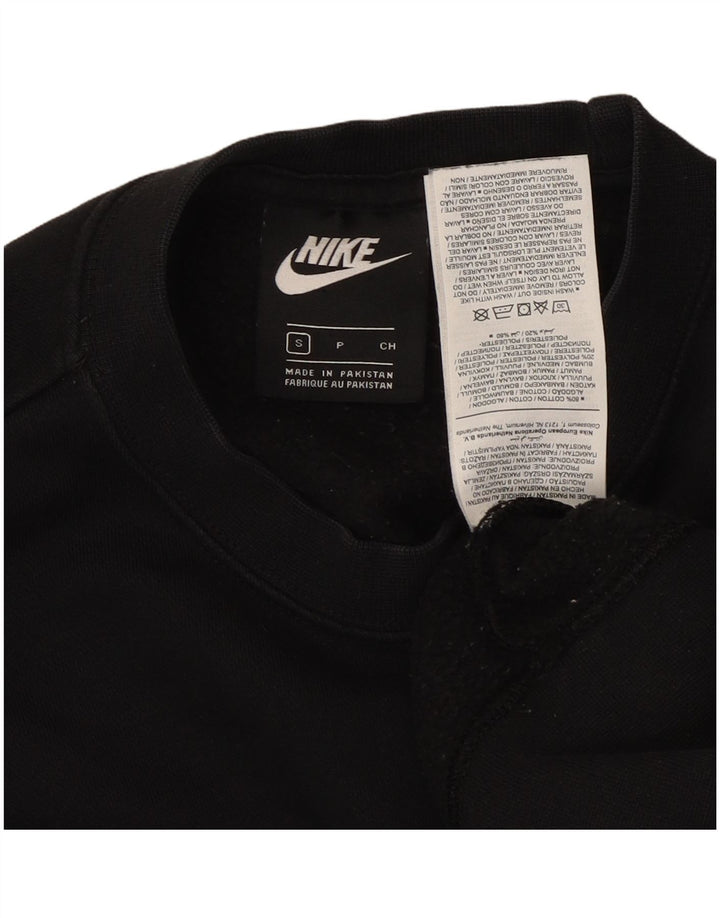 NIKE Womens Crop Oversized Sweatshirt Jumper UK 10 Small Black Bomuld