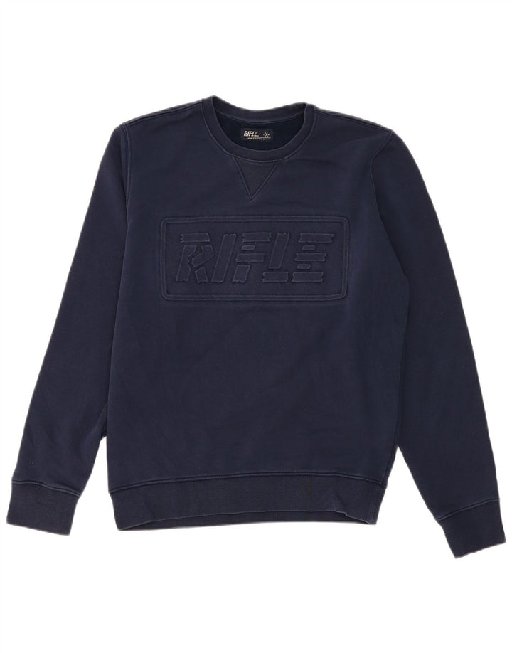 Rifle Herre Grafisk Sweatshirt Jumper Medium Navyblå Bomuld