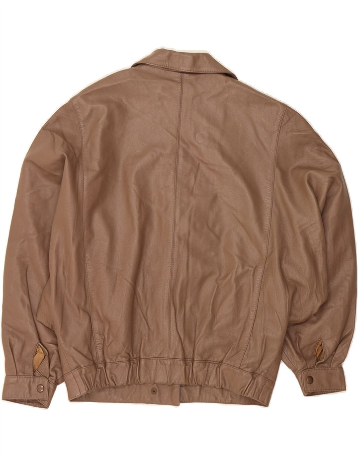 VINTAGE Womens Leather Jacket UK 16 Large Brown Leather Vintage Vintage and Second-Hand Vintage from Messina Hembry 