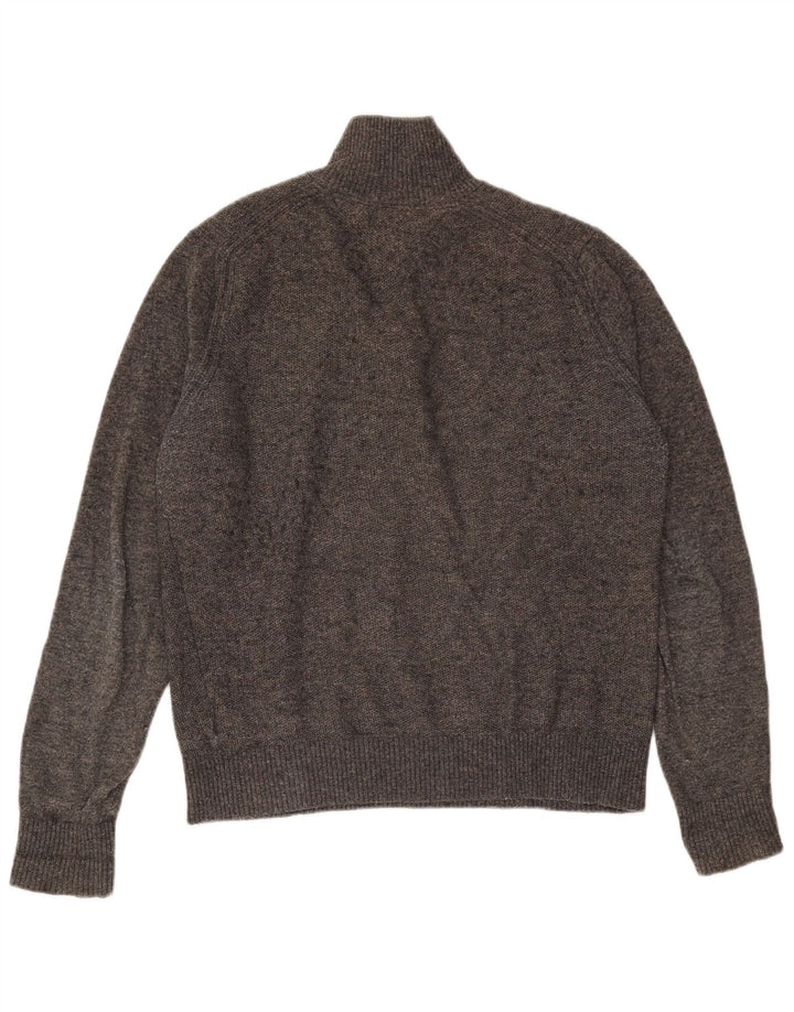 Tommy Hilfiger Herre Button Neck Jumper Sweater Medium Grå Uld