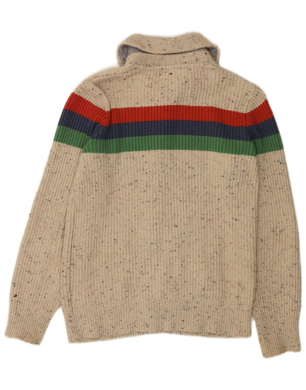 TOMMY HILFIGER Drenge cardigan sweater 15-16 år Beige Colourblock Bomuld